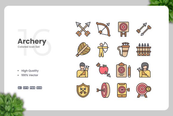Archery Colored Icons: Modern Graphics & Icons Review