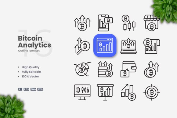 Bitcoin Analytics Icons: Graphics for Sellers