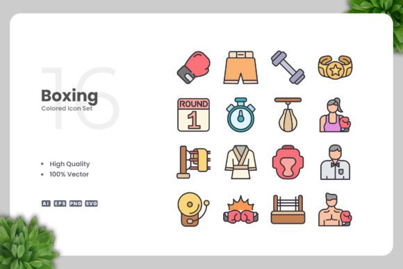 Boxing Colored Icons: Graphics for Sellers