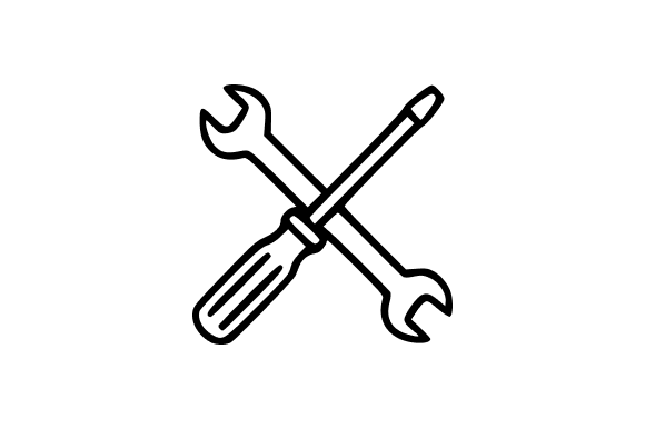 Crossed Wrenches Line Art: Graphics & Illustrations