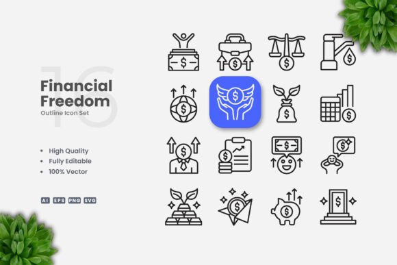 Financial Freedom Icons: Clean Graphics for Branding