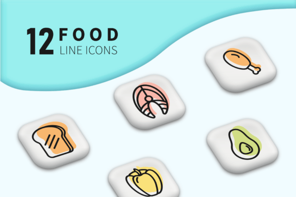 Food Line Icons Healthy Eating: Graphics for Crafters