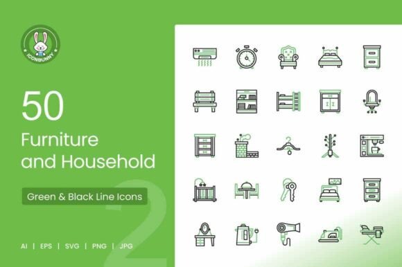 Furniture Household Green Black Icon Graphics for Icons