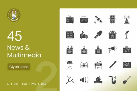 News Multimedia Glyph Icons: Premium Graphics & Icons
