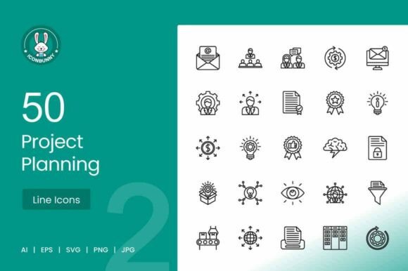 Project Planning Line Icons: Modern Graphics for Branding