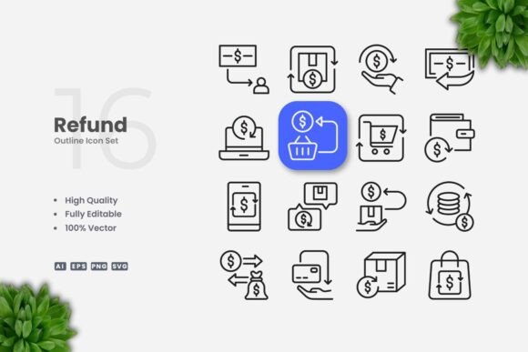 Refund Outline Icons: Clean Graphics for Modern Blogs