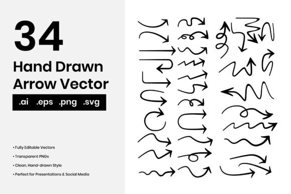 Review: 34 Hand Drawn Arrows Doodle Vector for Embroidery
