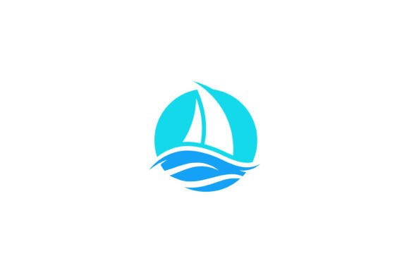 Sailboat Logo Abstract Wave Sea Water: Graphics & Logo Templates