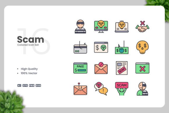Scam Colored Icons: Graphics and Icons for Modern Design