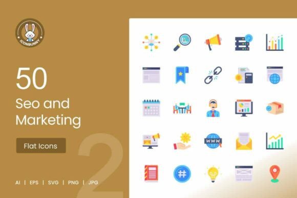 SEO Marketing Icons: Flat Graphics for Modern Design
