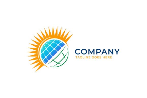 Solar Panel Energy Global Tech Logo: Graphics & Templates