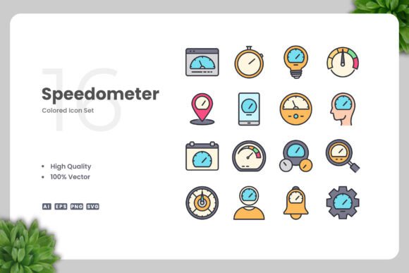 Speedometer Colored Icons: Modern Graphics for Blogs