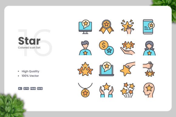 Star Colored Icons: Graphics for Branding