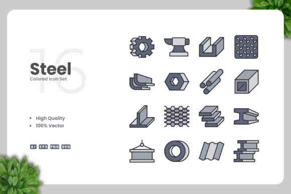 Steel Colored Icons: Modern Graphics for Branding