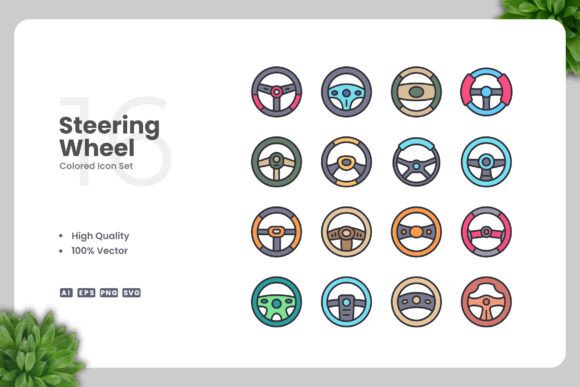 Steering Wheel Colored Icons: Essential Graphics
