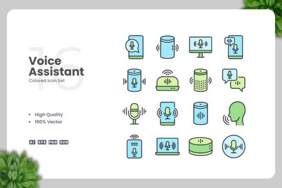 Voice Assistant Colored Icons: Modern Graphics for Digital Projects