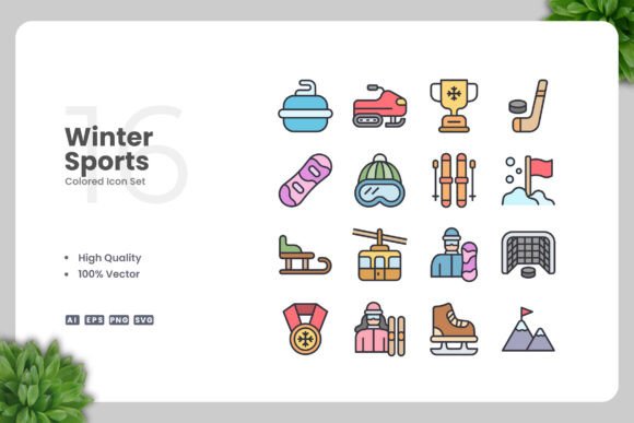 Winter Sports Colored Icons: Essential Graphics for Sellers