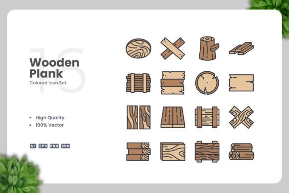Wooden Plank Colored Icons: Graphics for Modern Blogs